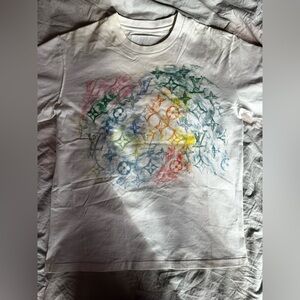 Louis Vuitton Multicolor Monogram Print White T-Shirt Cotton Tee size XXL